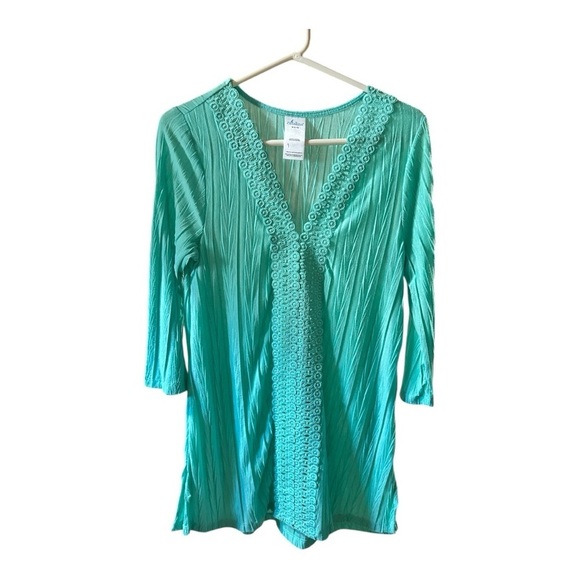 Catalina Tops - Catalina Aqua Blouse with 3/4 Sleeves